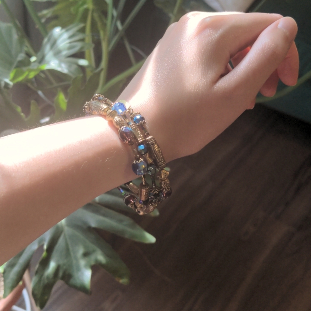 Felicia beaded bracelet gold iridescent bead wrap bracelet